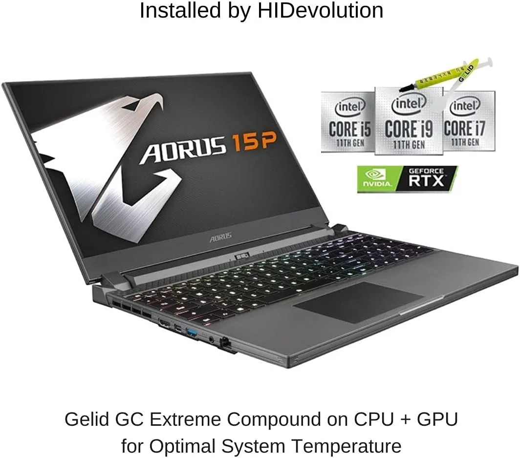 HIDevolution AORUS 15P KD-72US223SH 15.6" FHD 240Hz, 2.3 GHz i7-11800H, RTX 3060, 16 GB 3200MHz RAM, 8 TB PCIe SSD