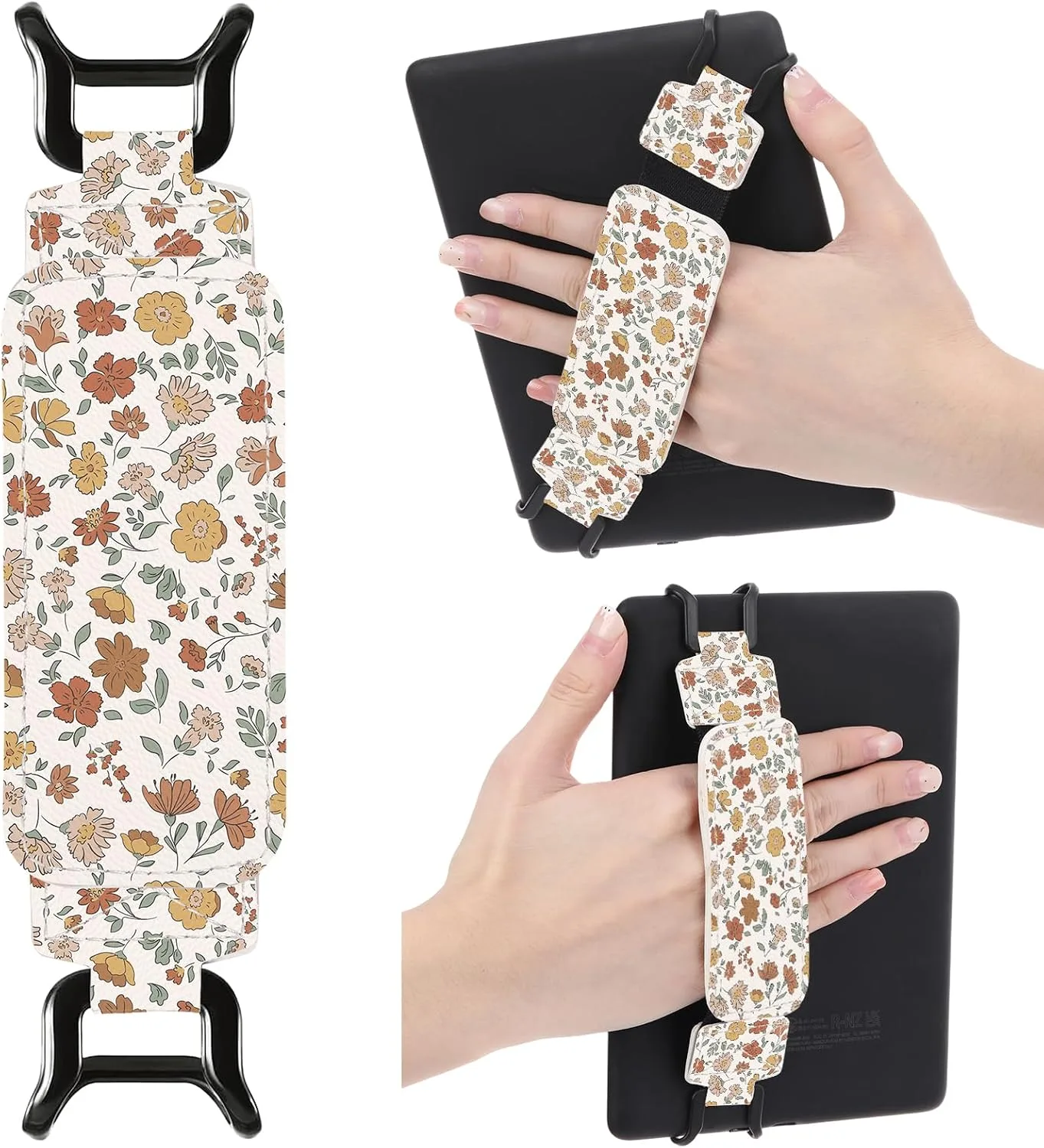 Hand Strap Accessories for Kindle – Boho Floral Finger Grip for 6-7.5" Paperwhite 11th/12th Generation/Kobo/Lenovo/Sony Ereaders Tablet Colorsoft Flowers High Elasticity Holder for Reading