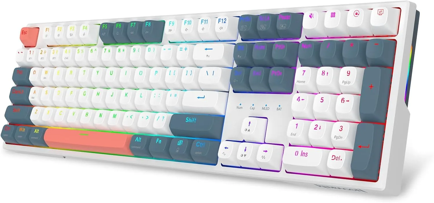 Redragon K668 PRO Wireless 108-Key Gasket RGB Gaming Keyboard, 4 Hotkeys