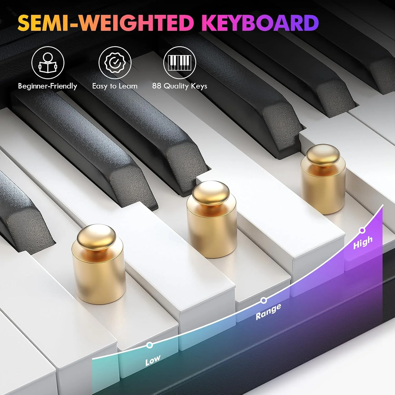 AiJoy 88-Key Portable Piano, Magnetic Split Keyboard with Semi-Weighted Key