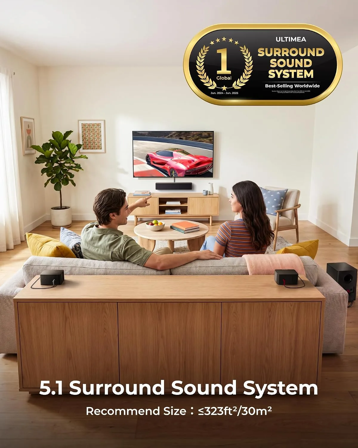 ULTIMEA 5.1 TV Sound Bar with Subwoofer, Virtual Surround Sound System
