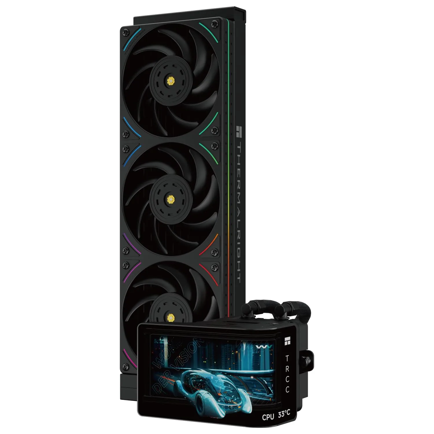 Thermalrlght Wonder Vision 360 UB ARGB Black CPU Water Cooler,CPU Water Cooling System,6.67inch Curved Screen with 2400x1080 Resolution,for AM4/AM5,LGA1851/1700,7:3 Visual Scale Screen Ratio for 3D