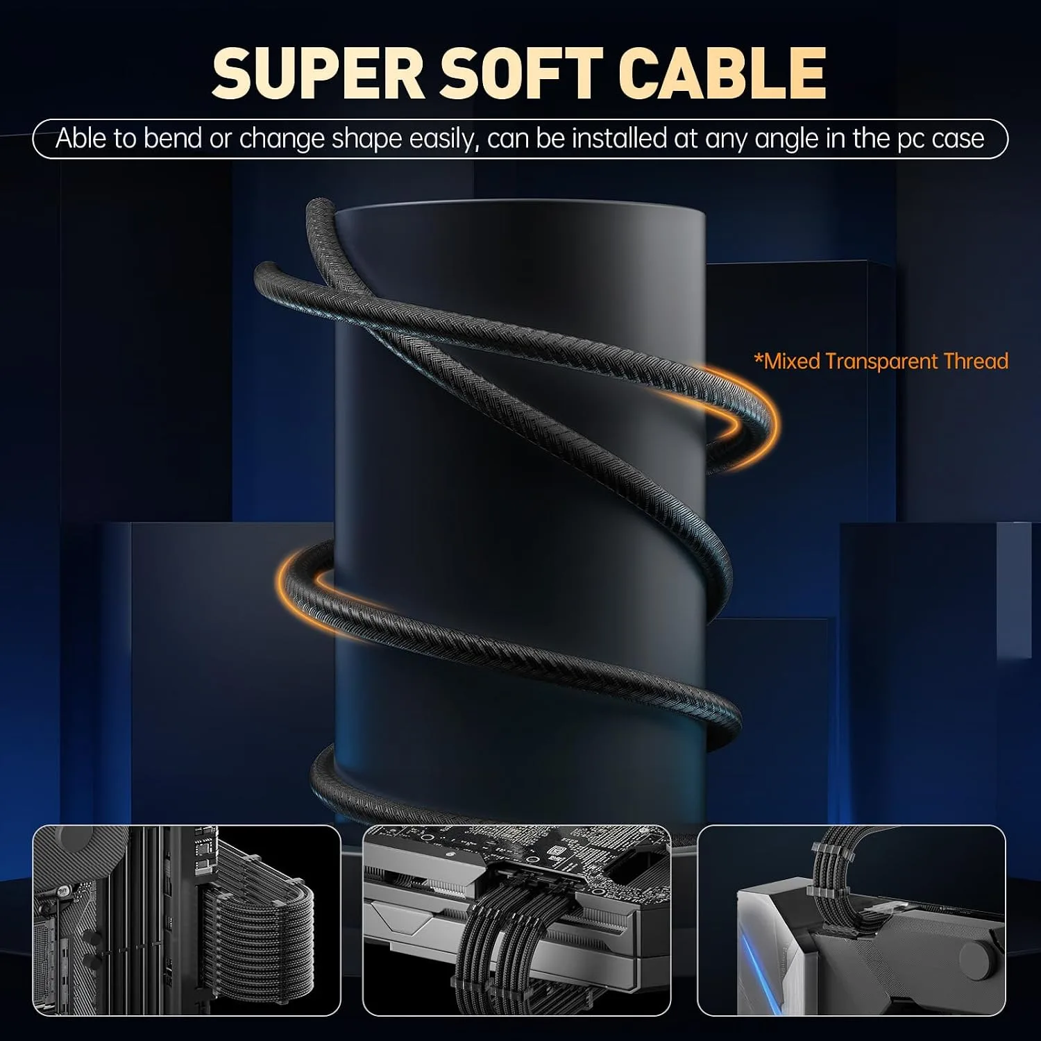 AsiaHorse 16AWG PSU Cable Extension Kit, Sleeved Custom Mod GPU PC Audio Video Power Supply Soft Braided Cables with Comb Kit, 24P/8P to 6+2P/ 8P to 4+4P 30CM