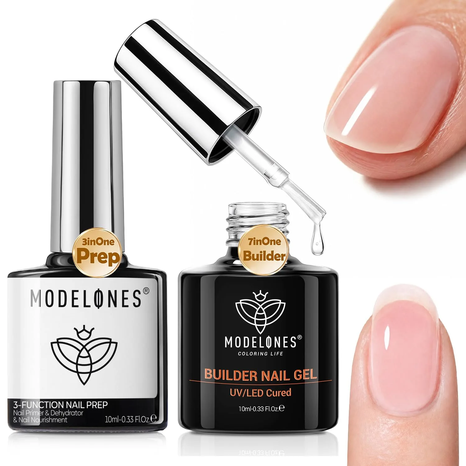 modelones Nail Dehydrator and Primer & Builder Nail Gel Builder Top Coat