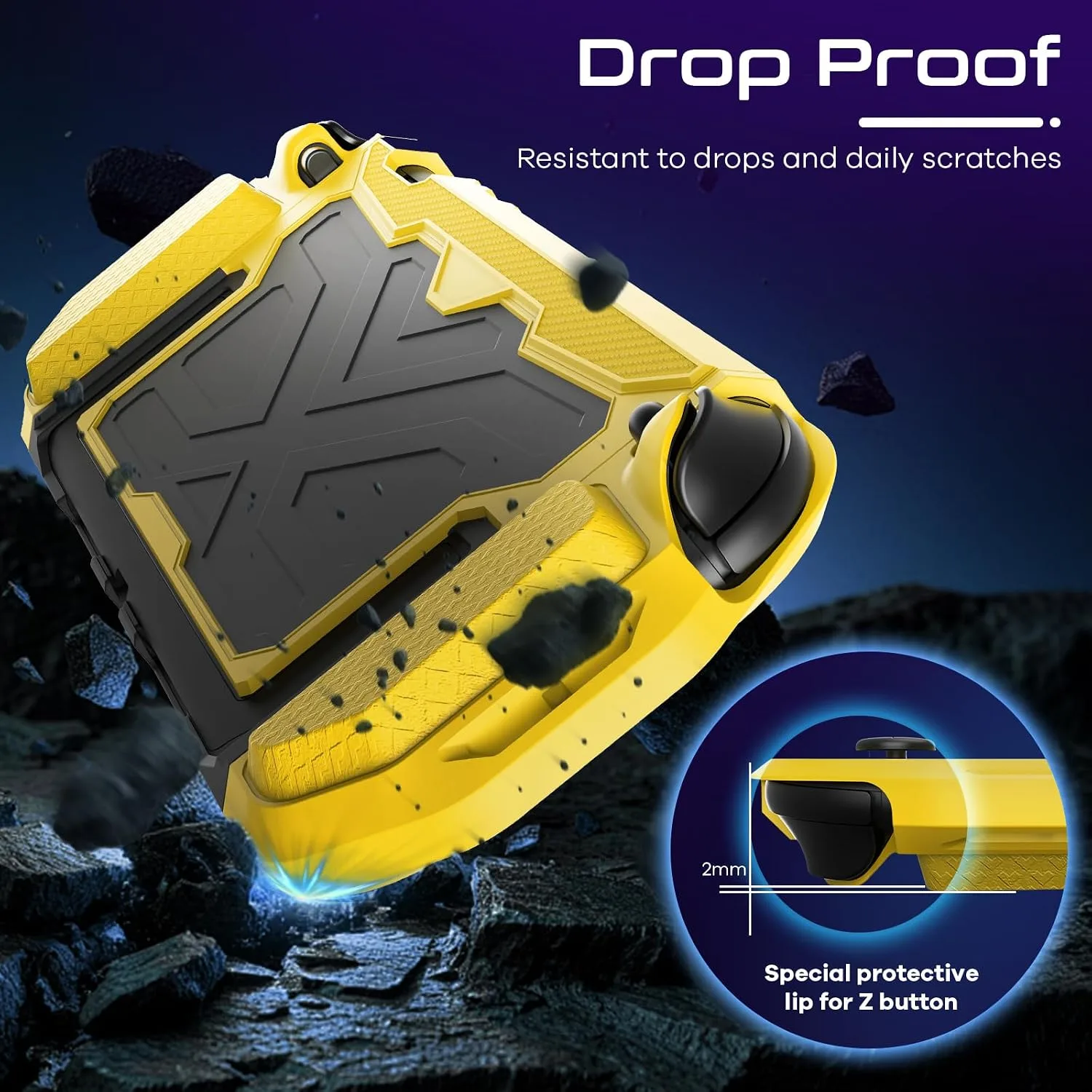Toladoshop Dockable for Switch 2 Grip Case (2025) Accessories, Armor Slim Military-Grade Protection for Detachable 3PCS Design Joncon Holder with Screen Protectors and Joystick caps, Yellow