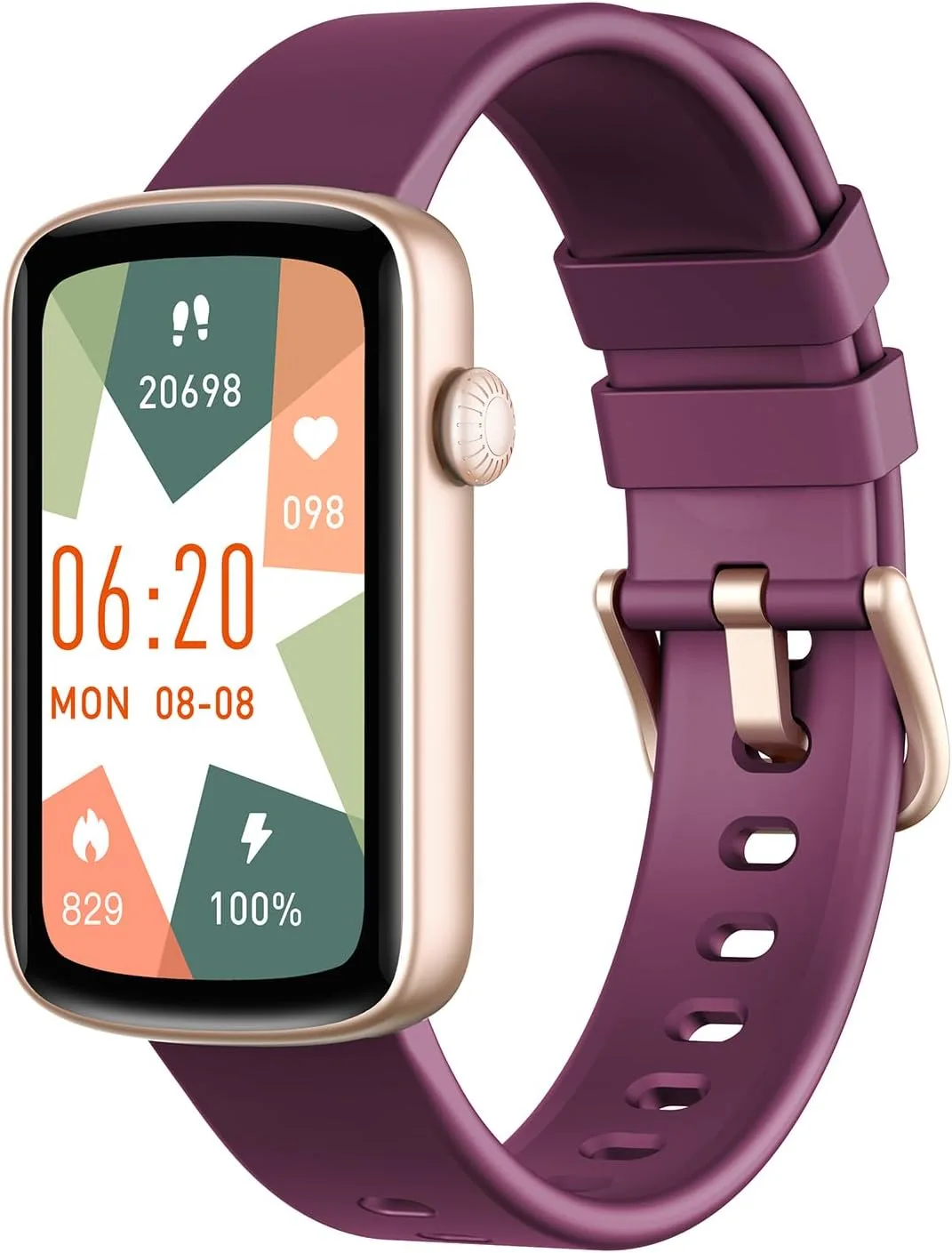 Fitness Watches for Women, LYNN2 Fitness Tracker with Heart Rate Monitor Blood Oxygen/Sleep Tracker Pedometer, Slim Step Tracker Watch for iOS/Android Phones Waterproof (Purple)