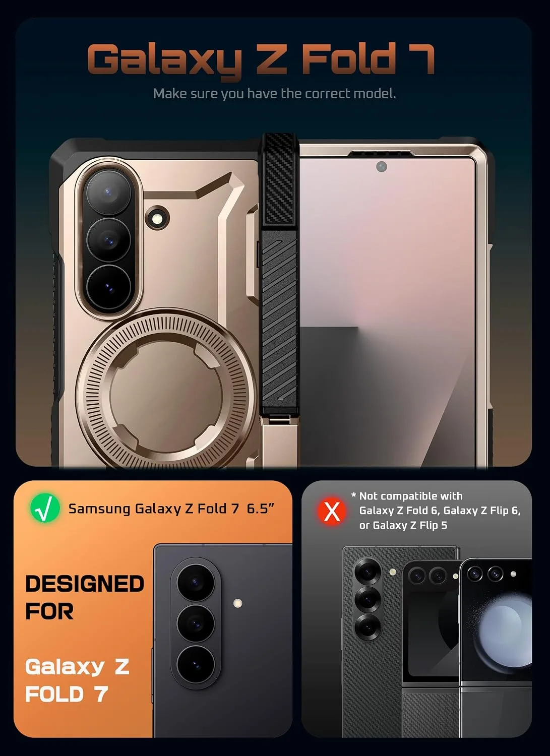 SUPCASE for Samsung Galaxy Z Fold 7 Case with Kickstand, Desert