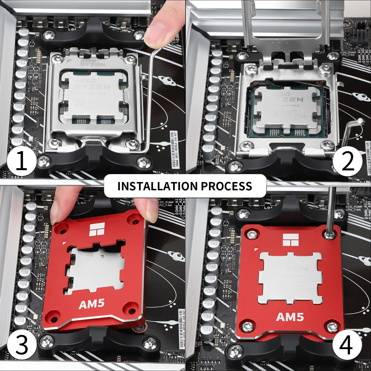 Thermalright ASF-RED AM5 CPU Holder, Corrective Anti-Bending Fixing Frame, AM5 Full-fit Fixed Non-Marking Mounter, AM5 Anti-Bending Contact Frame, CPU Cooler Standard.…