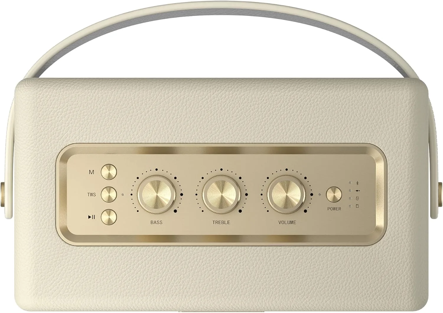 MLOVE A200 Portable Retro Bluetooth Speaker with Aux Input, USB Port, Micro SD Card Slot - Decorative Wireless Bookshelf Speakers Battery Powered, House Warming Gifts for New Home, White Strap