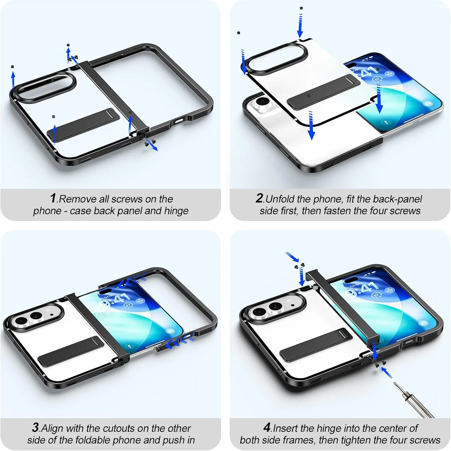 JIAONASHlJlA Aluminum Metal Case for iPhone Duo-Full Hinge Guard-Blue