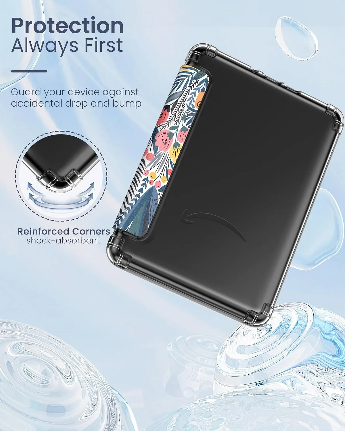 MoKo Case for Kindle Paperwhite 12th Gen & Colorsoft 2024,Blue Leaf Flower