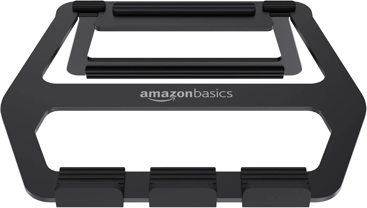 Amazon Basics Aluminum Portable Foldable Laptop Stand with Ventilated Cooling, Anti-Slip Design, Travel-Friendly, for Laptops up to 13", Black