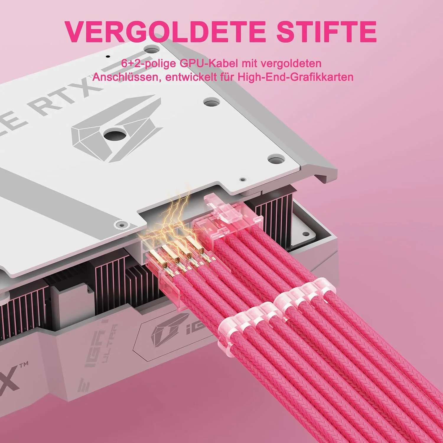 Sirlyr Pink PSU Cable Extension Kit,24Pin/8Pin EPS/GPU,4 Kits