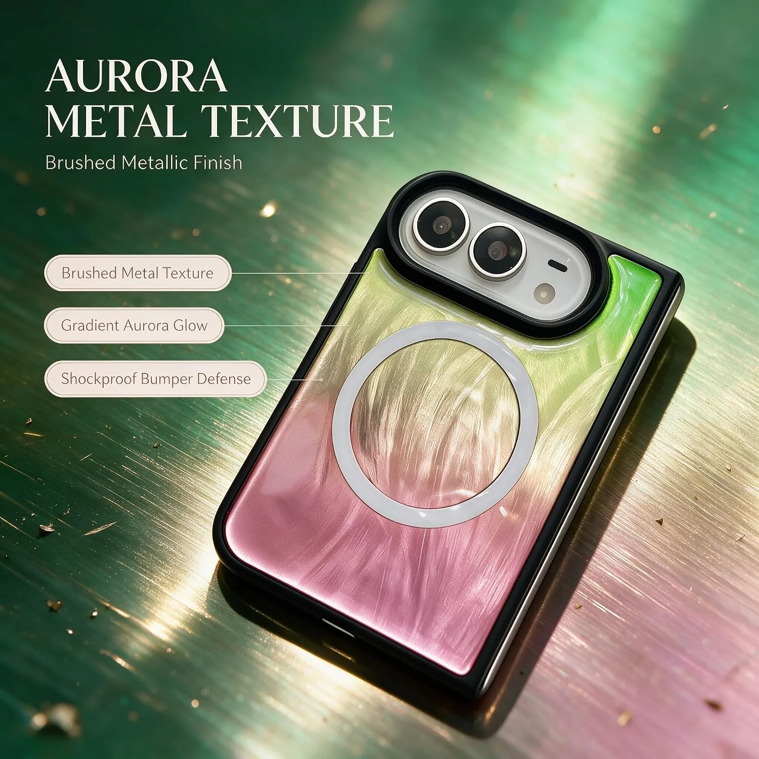 Losin for iPhone Duo Iridescent Green Pink Shell Case