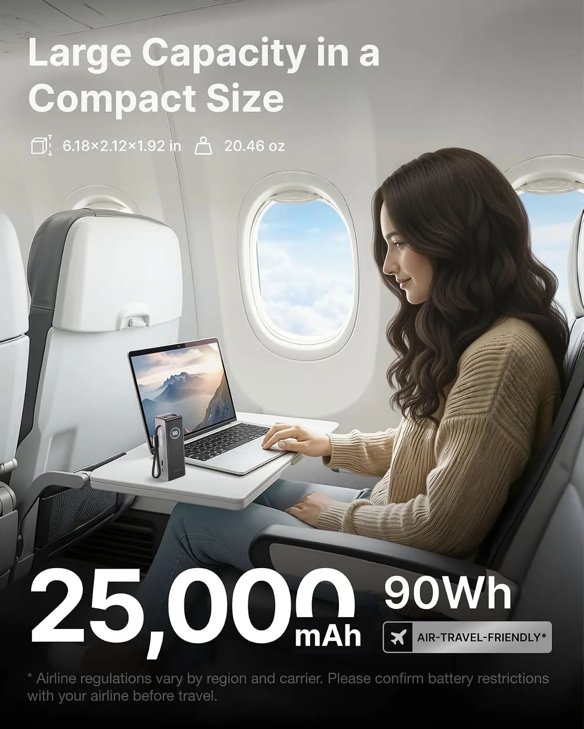EF ECOFLOW Laptop Power Bank, 25000mAh Rapid Portable Charger, Triple 100W USB-C Ports, Built-in Retractable Cables, Fast Charging for iPhone 17/16 Series, MacBook, Samsung and More