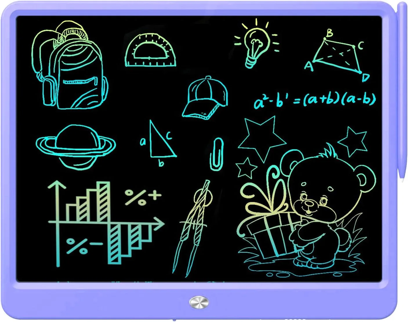 FLUESTON LCD Writing Tablet, Doodle Board Toys Gifts for 3-8 Year Old Girls Boys, 12 Inch Colorful Electronic Board Drawing Pad for Kids, Christmas Gifts for Toddler Educational Learning Travel,Purple