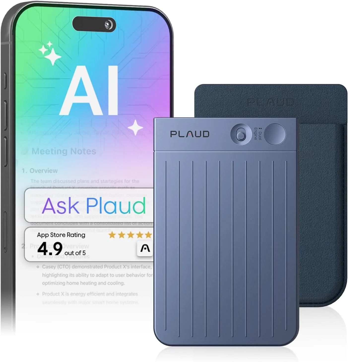 Plaud Note AI Voice Recorder, Dark Blue, Non-Pro Version