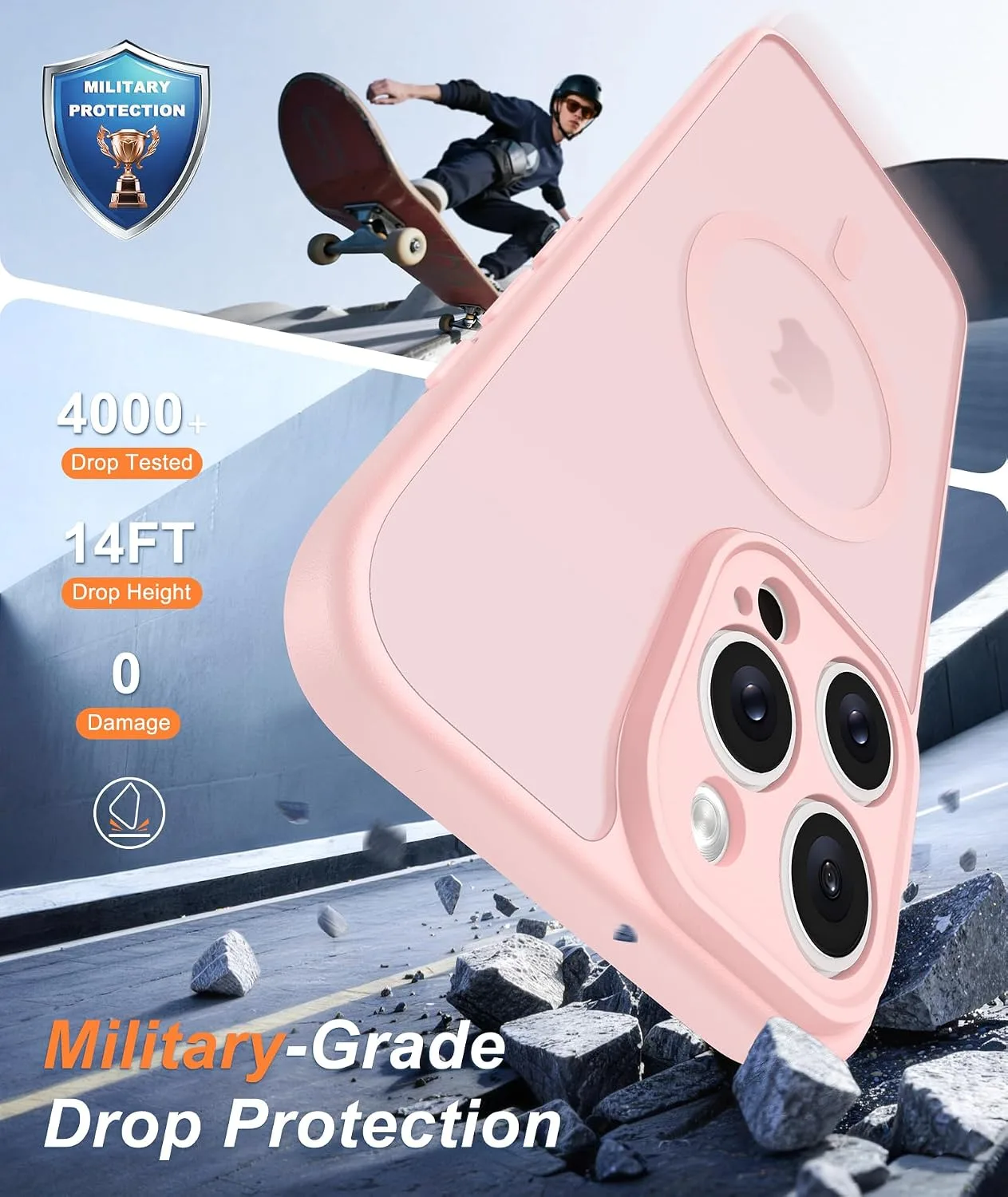 FNTCASE for iPhone 16 Pro Max Case Fit for MagSafe Light Pink