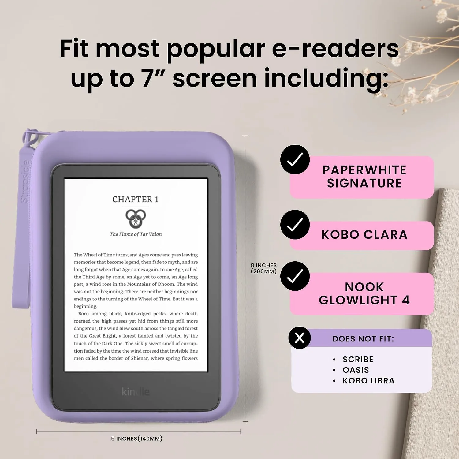 Strapsicle Silicone Clutch Bag for Your e-Reader and More - Lilac