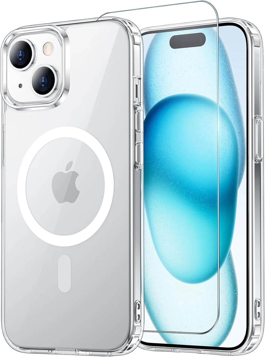 Temdan for iPhone 15/14 Plus Case with Screen Protector Clear