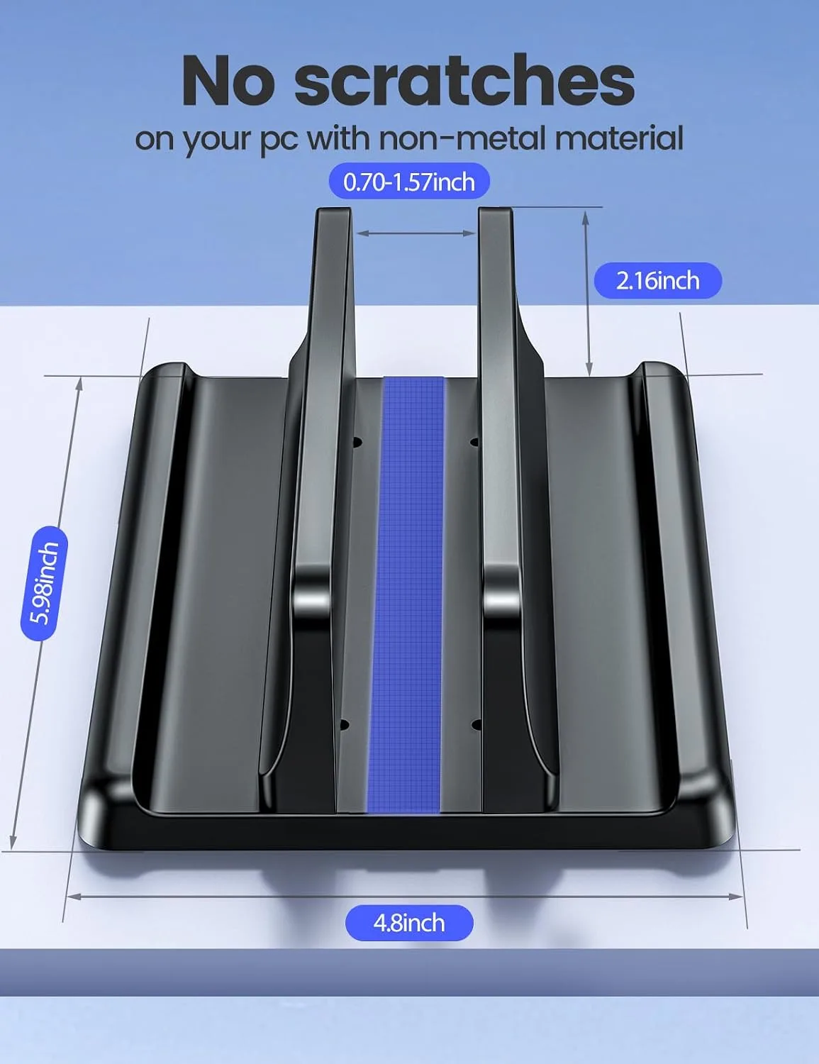 Vaydeer Vertical Laptop Stand Holder Organizer Plastic Adjustable Desktop Notebook Dock Space-Saving 3 in 1 for All MacBook Pro Air,Mac,HP,Dell,Microsoft Surface,Lenovo,up to 17.3 inches (Black)