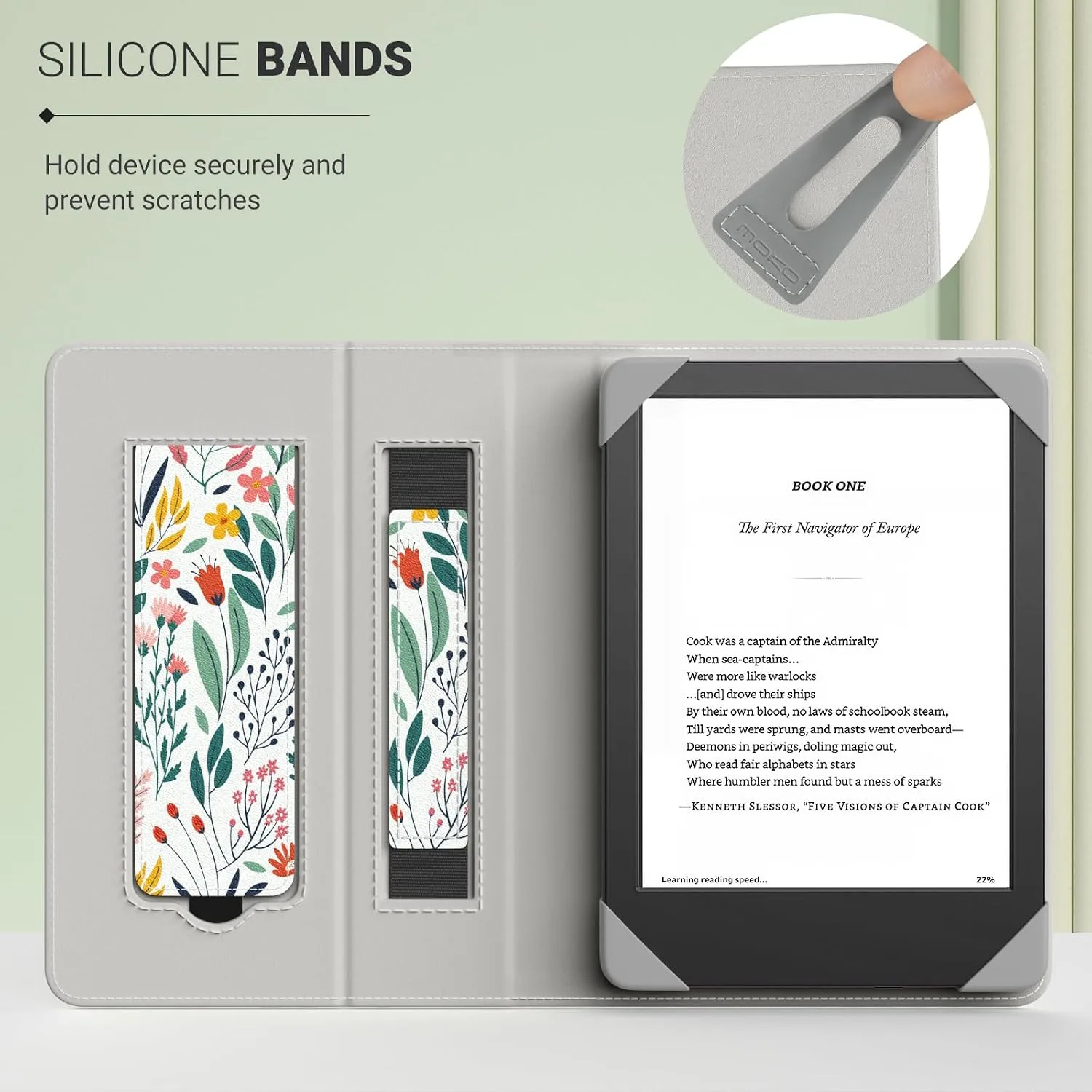 Moko Universal Case for 6 inch eReaders&Tablets, Flowers