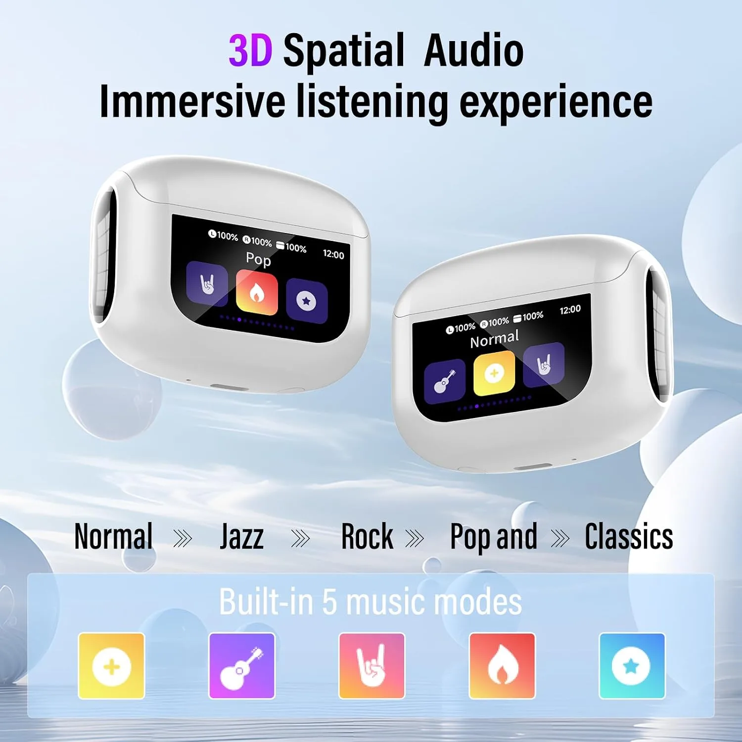 Active Noise Cancelling Ear Buds 48H Wireless Earbuds with Touch Screen