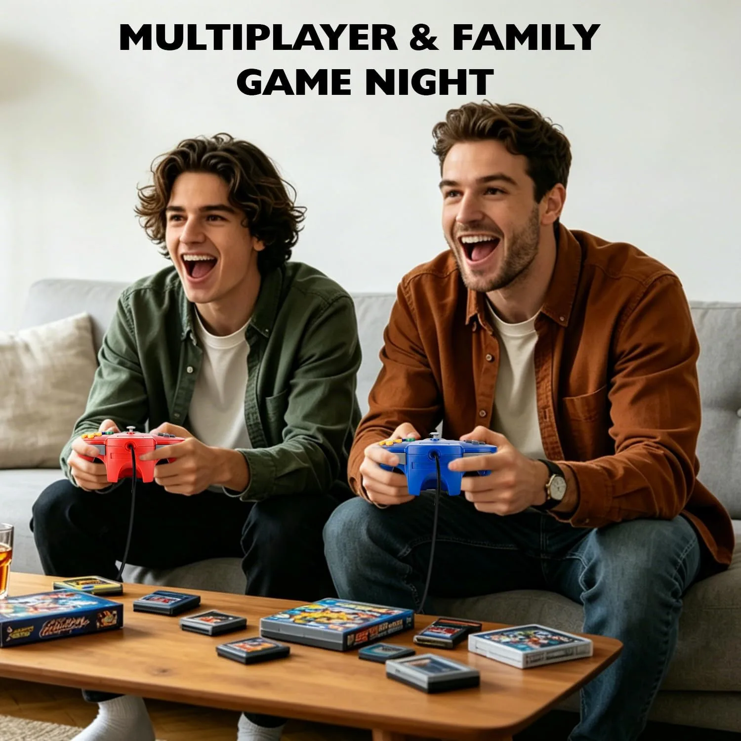 miadore 4 Pack Classic N64 Controller, Wired Classic N64 Gamepad with Upgraded Joystick(Non PC USB Version) (Black/Gray/Red/Blue)