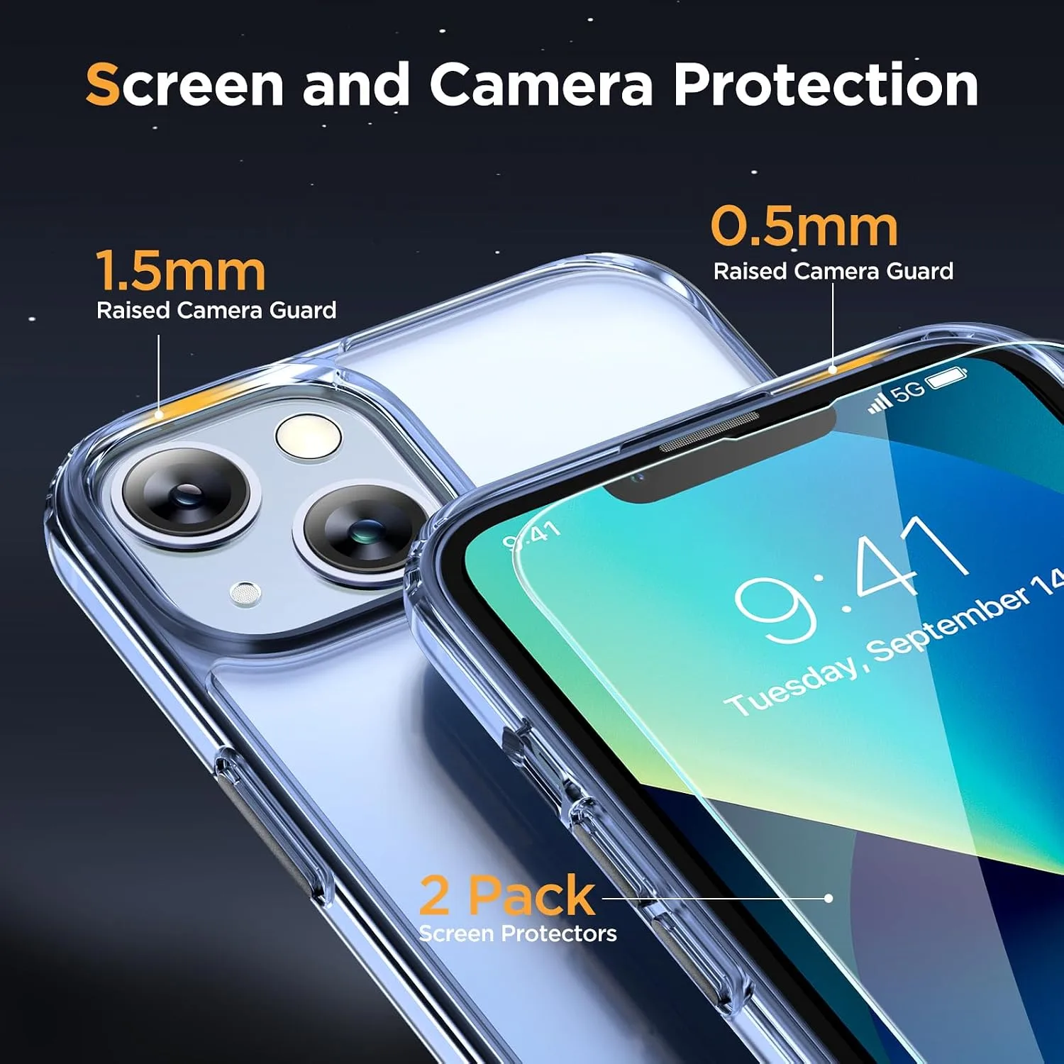 Miracase Magnetic for iPhone 13 Case 6.1 inch (Compatible with MagSafe)（with 2X Screen Protectors） Military-Grade Protection, Anti-Fingerprint Translucent Matte Phone Case Cover, Clear Blue