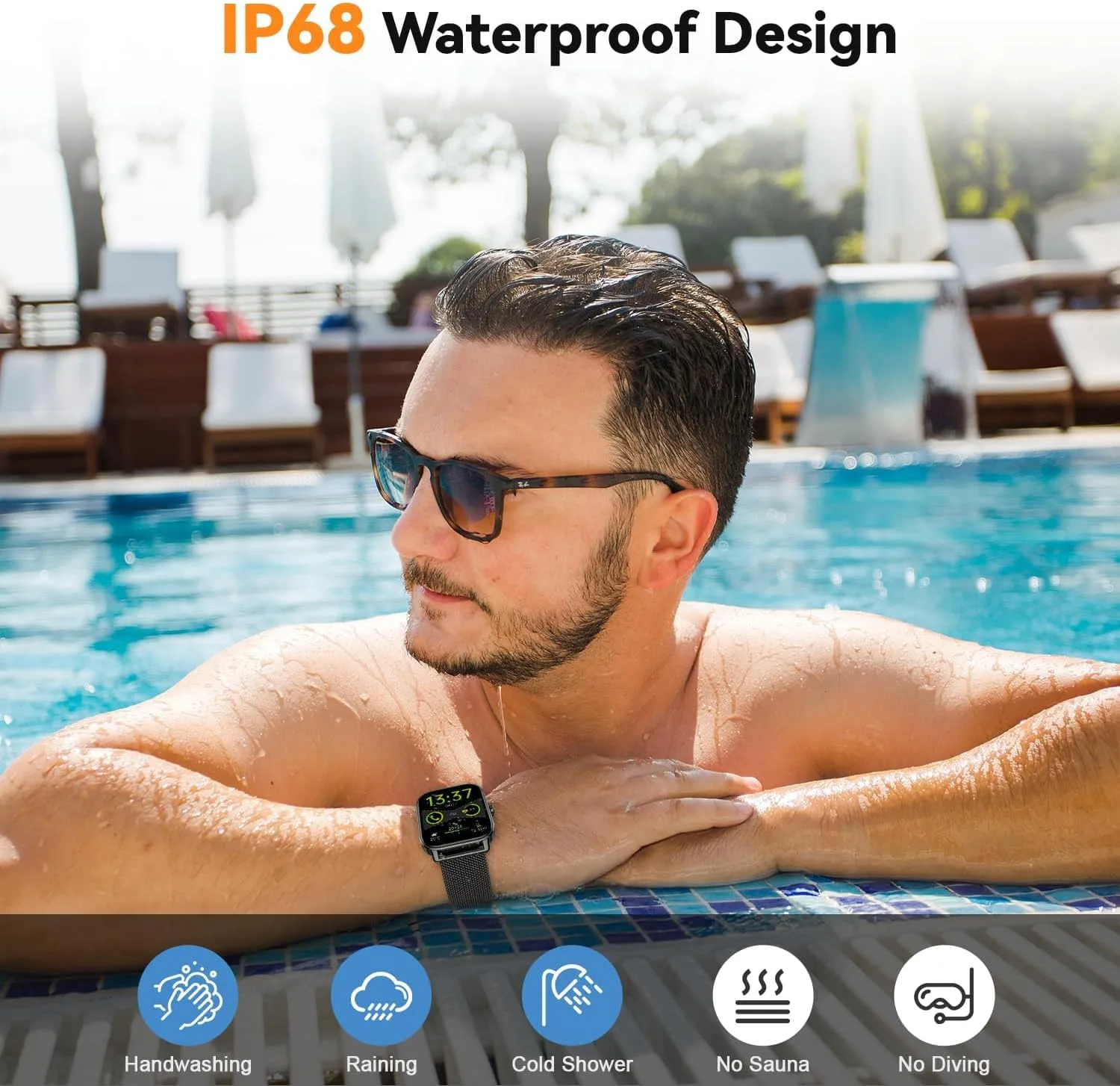 Smart Watch for Men Women Fitness Tracker: Waterproof Bluetooth Call Answer Make Smart Watches for Android iPhone Digital Mens Watches Activity Smartwatch Pedometer Heart Rate Monitor 120 Sports Model