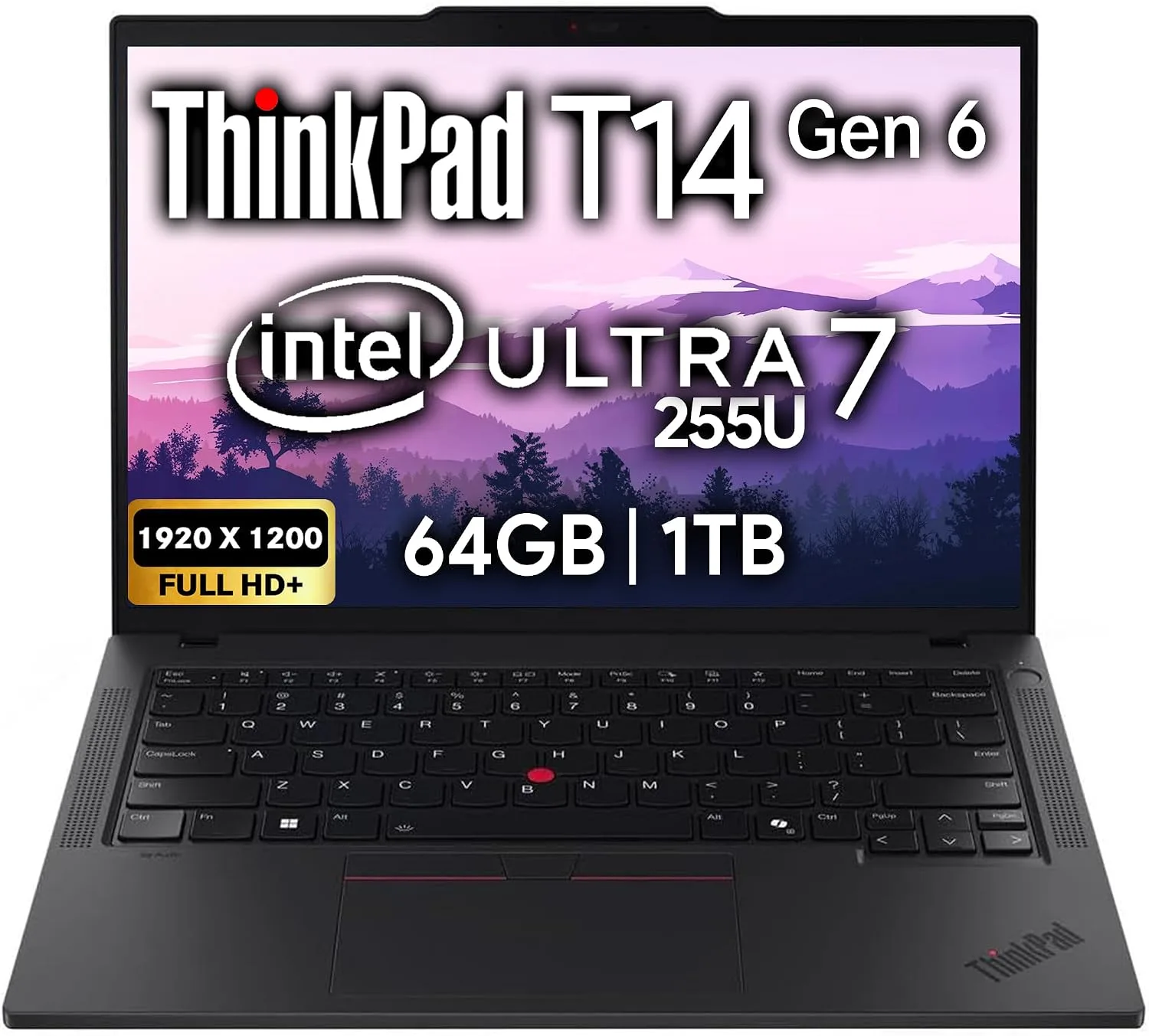 Lenovo ThinkPad T14 Gen 6 Business Laptop 14" FHD+ IPS, Intel Ultra 7 255U, 64GB DDR5 RAM, 1TB SSD, 5MP Webcam, Fingerprint, Backlit, Wi-Fi 6E, 2 Thunderbolt 4, AI PC, W11P