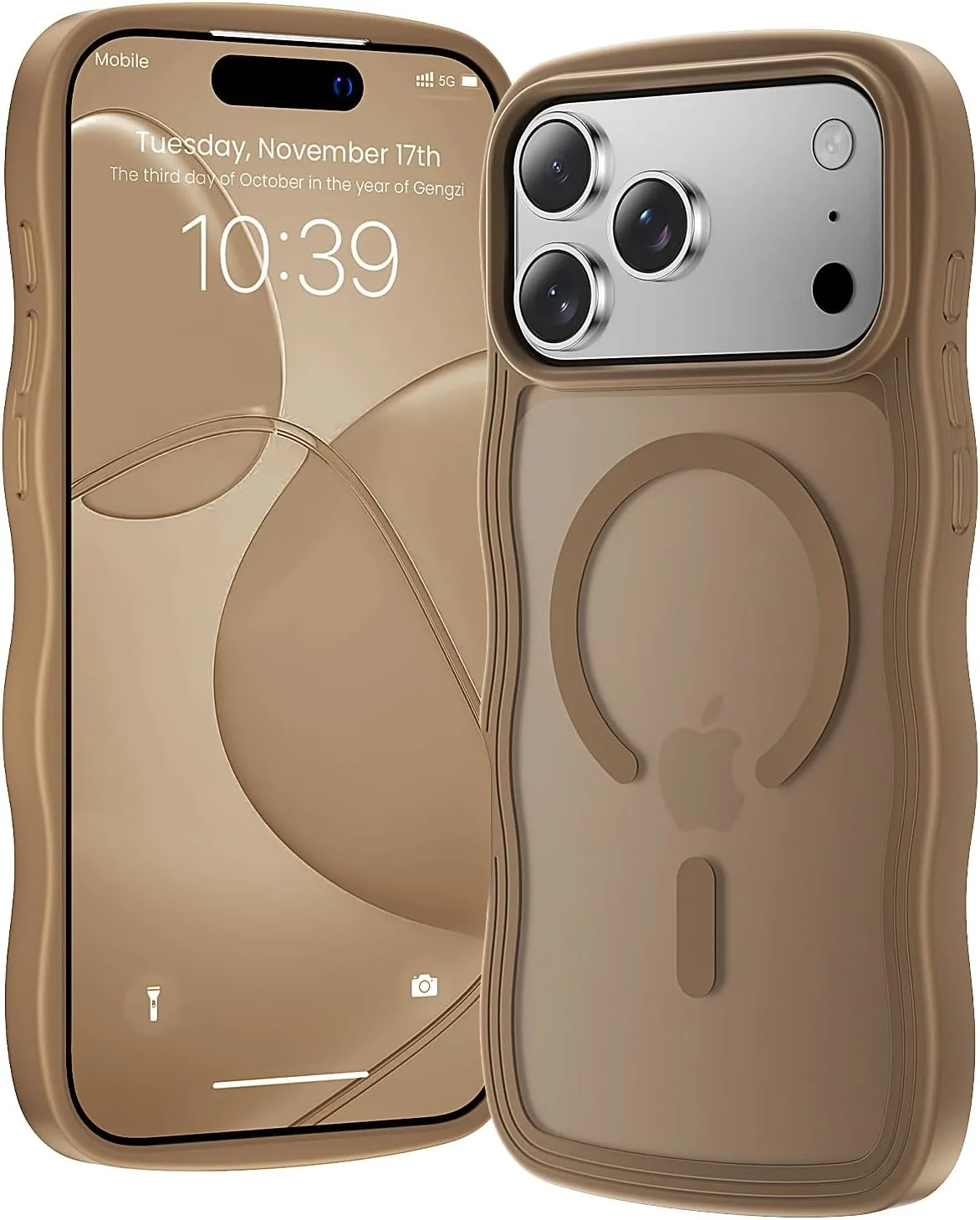 Funda para iPhone 17 Pro Max Toushion Marrón con diseño de ondas
