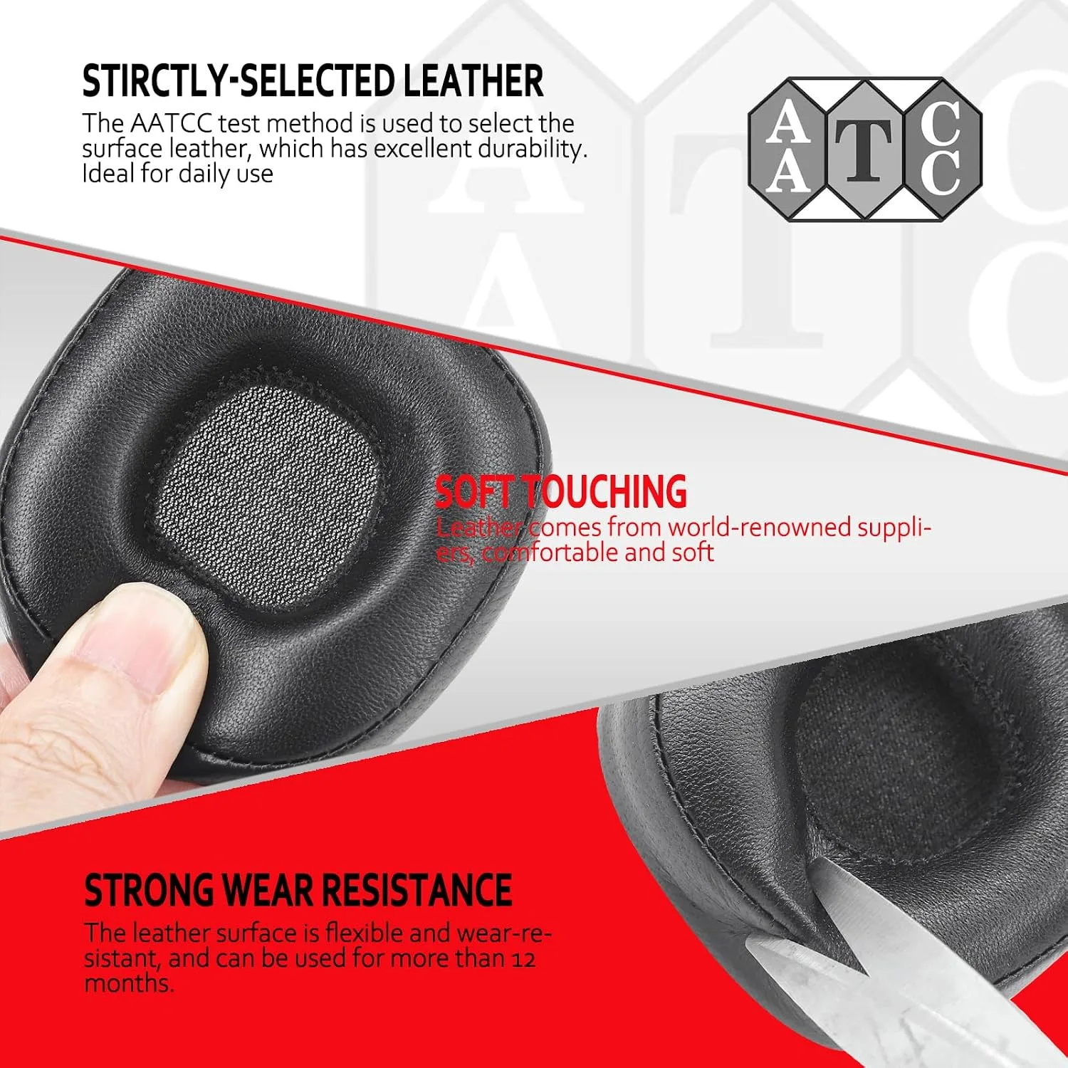 Krone Kalpasmos Marshall Replacement Ear Pads for Major III/IV, Marshall Major IV Ear Pads with Softer Leather, Thickened Memory Foam, Easy Install, Lambskin Black