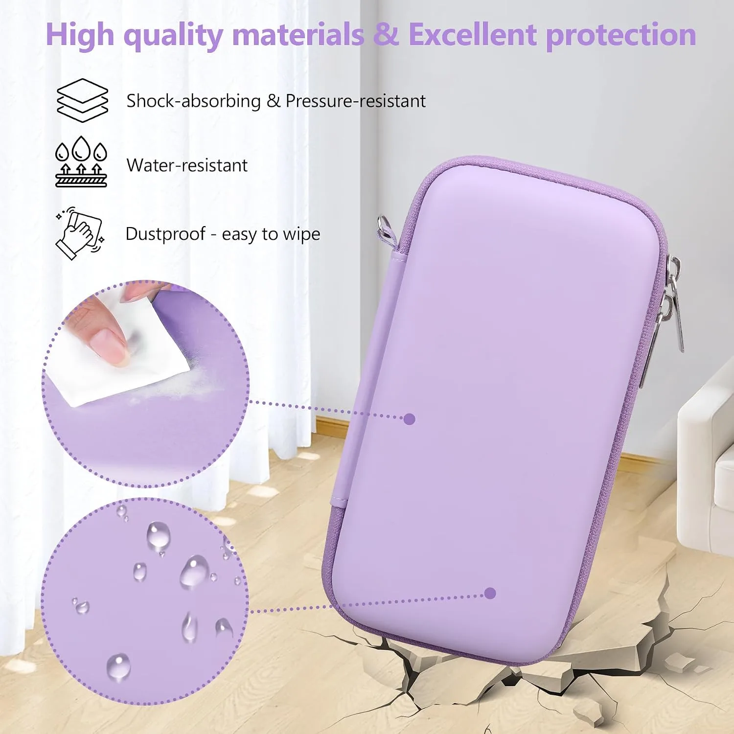Supmay Hard Carrying Case Compatible with Nintendo DS Lite NDSL, Gameboy Advance Games Storage Holder Travel Bag with Mesh Pocket for USB Charging Cable, Stylus, Earphones, Game Cartridge, Purple
