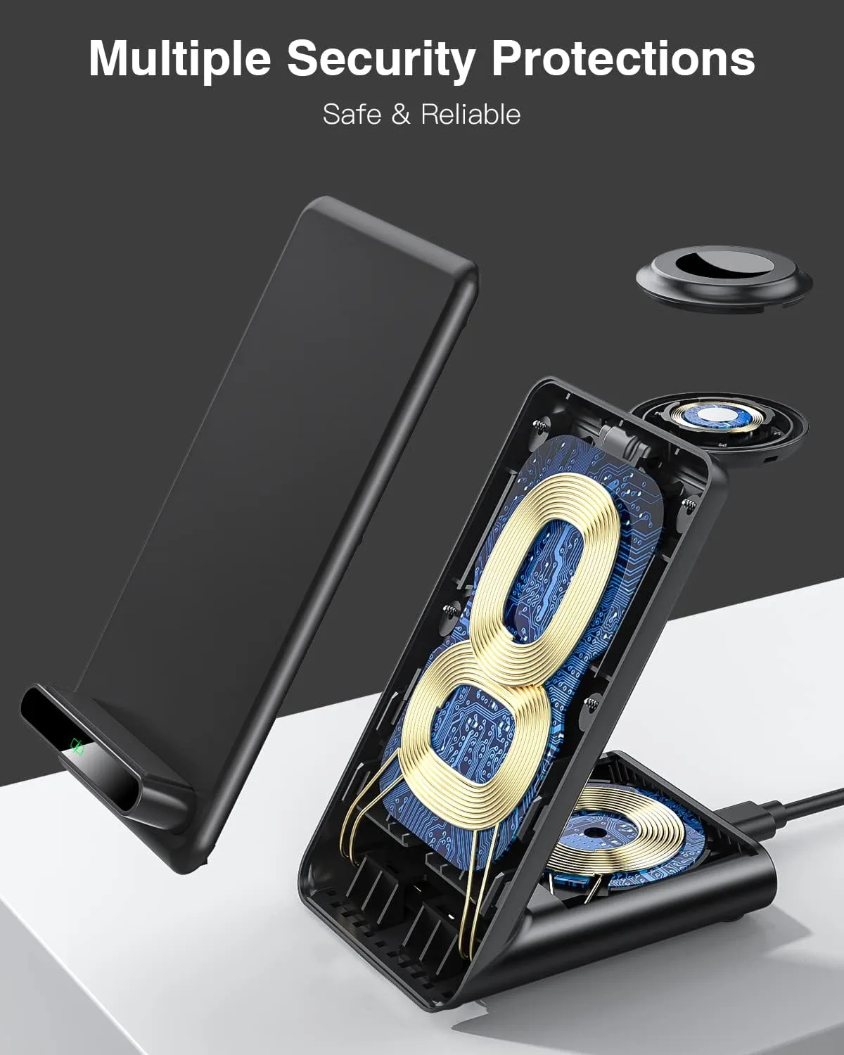 Wireless Charging Station,3 in 1 Charging Stand for Apple Multiple Devices