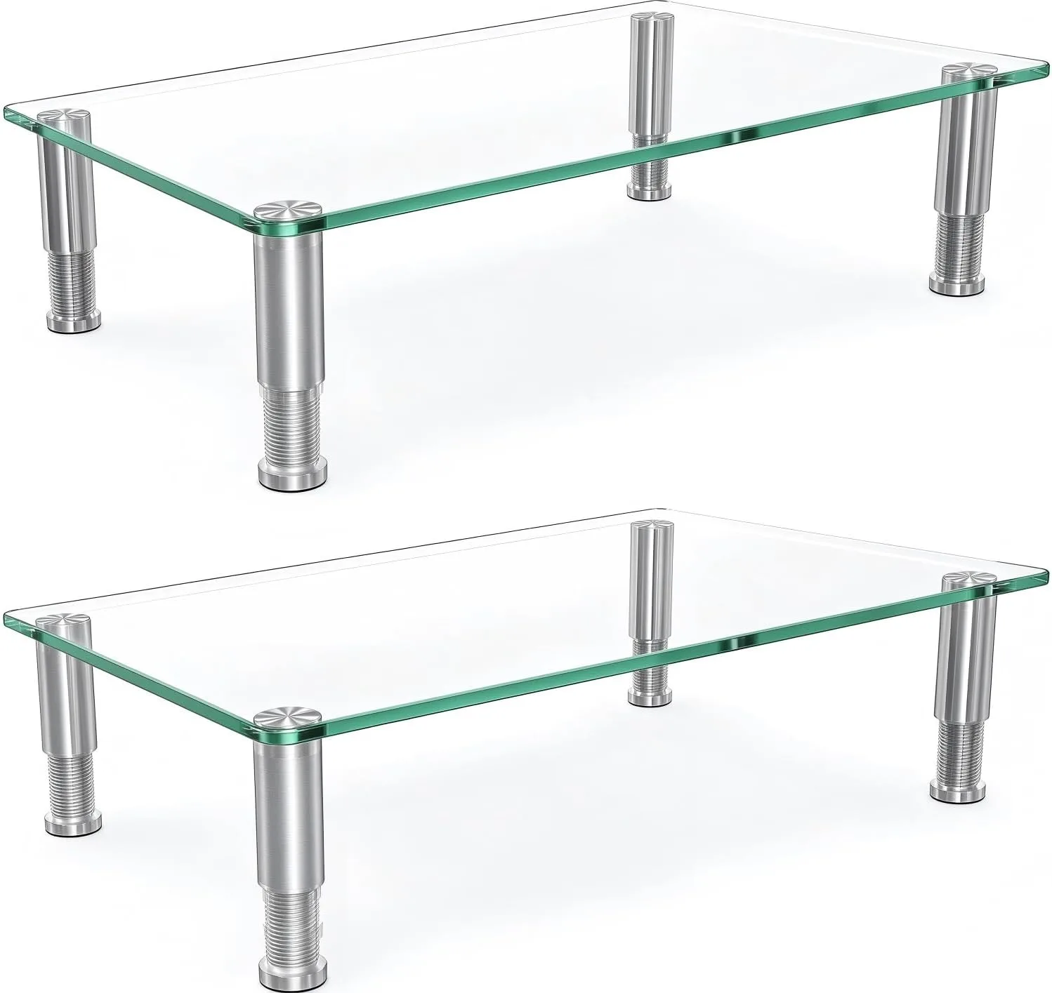 Simple Trending 2-Pack Tempered Glass Monitor Stand, Adjustable, Clear