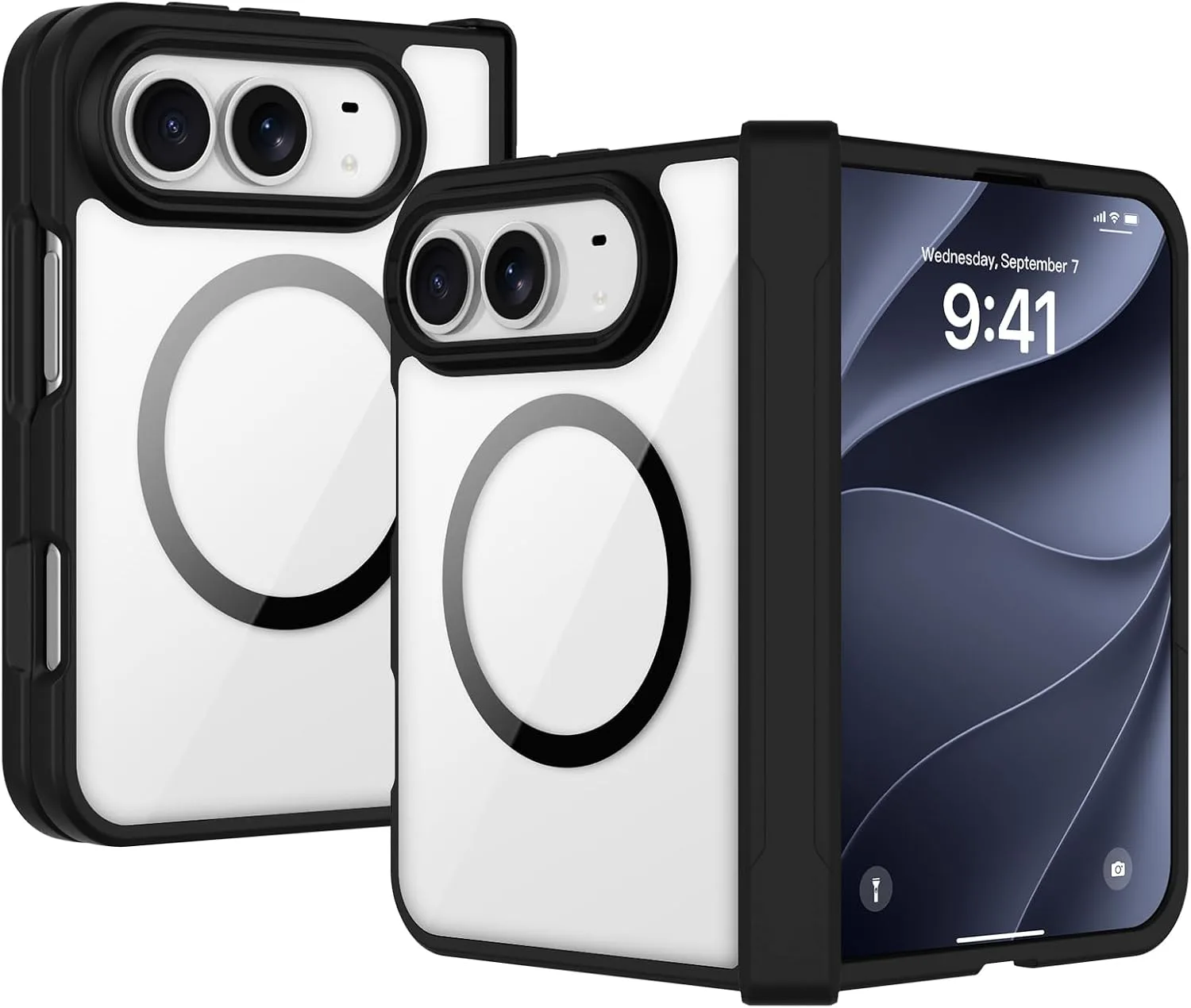 tharlet Magnetic Case Fit for iPhone Duo, Anti Yellowing, Clear Black