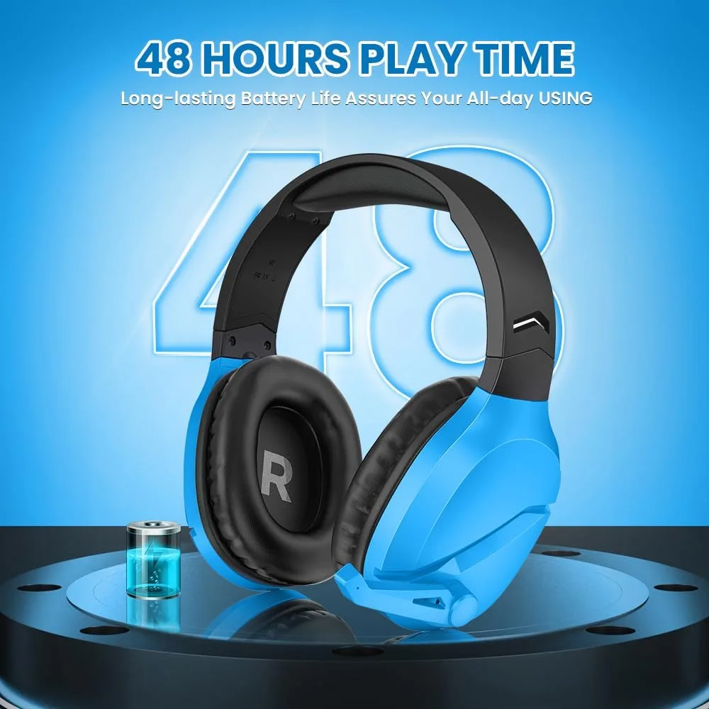 WolfLawS Wireless Gaming Headset with Mic for PS5 PC PS4, Blue