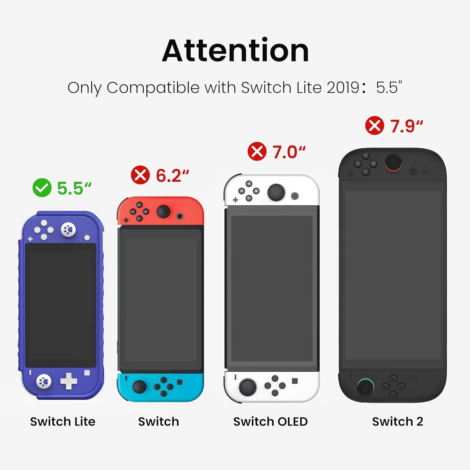 KIWIHOME Protective Case for Switch Lite 2019, with Thumb Grip Caps