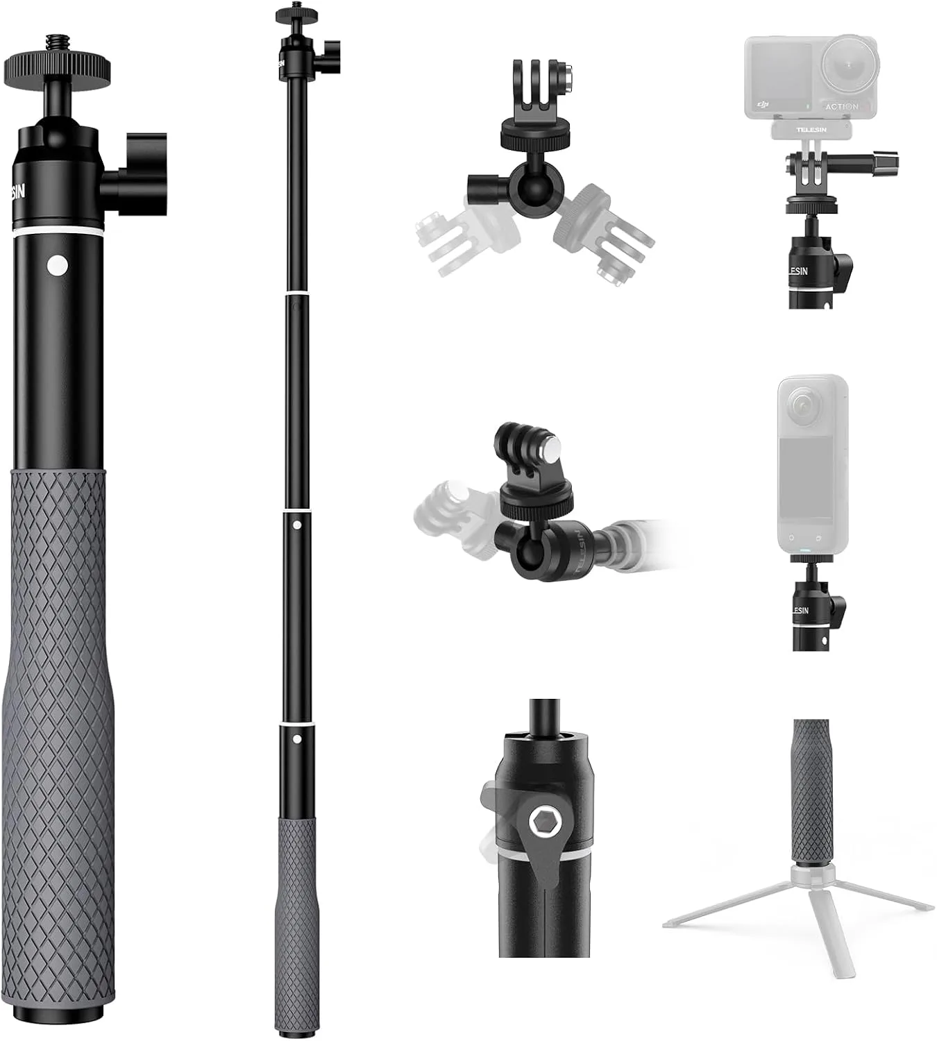 TELESIN 360° Waterproof Selfie Stick, Underwater Diving Pole with Strap
