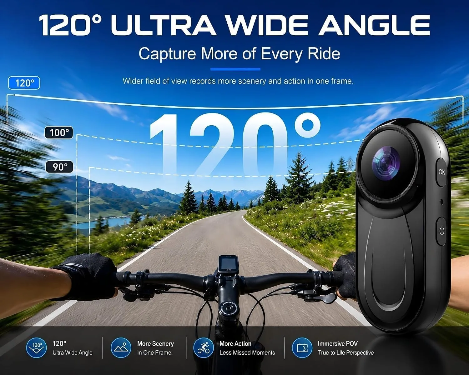 Mini Body Camera 1080P, Thumb Action Camera 512G for Motorcycle/Bike