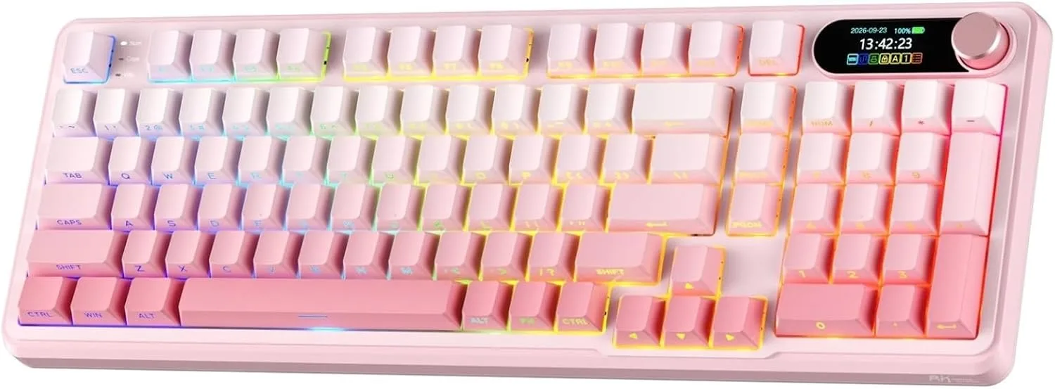 Teclado Gamer RK Royal Kludge S98 inalámbrico mecánico con pantalla TFT y perilla
