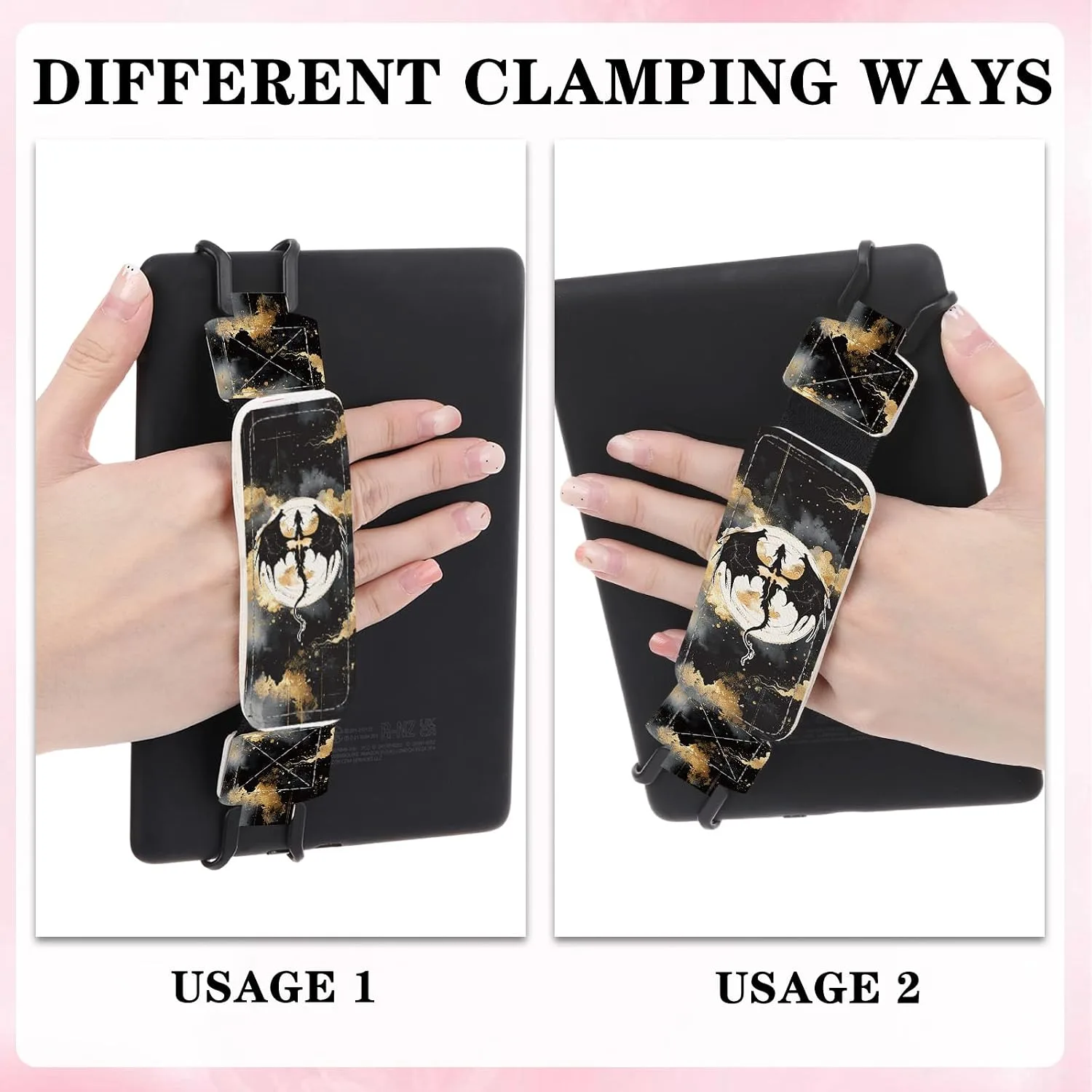 Hand Strap for Kindle, Fantasy Black Gold Dragon