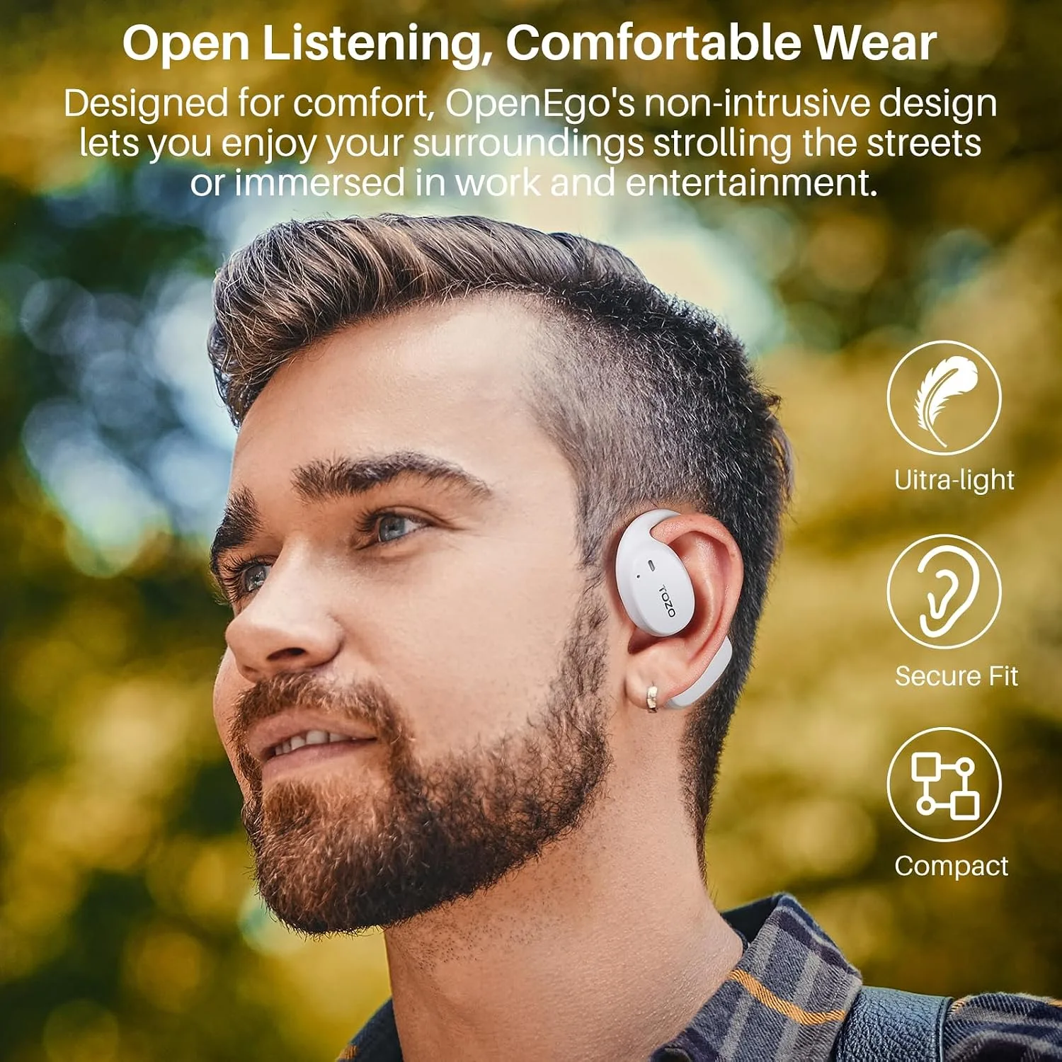 TOZO OpenEgo Open Ear Earbuds 80H Bluetooth 5.3 Headphones Sport Earbuds