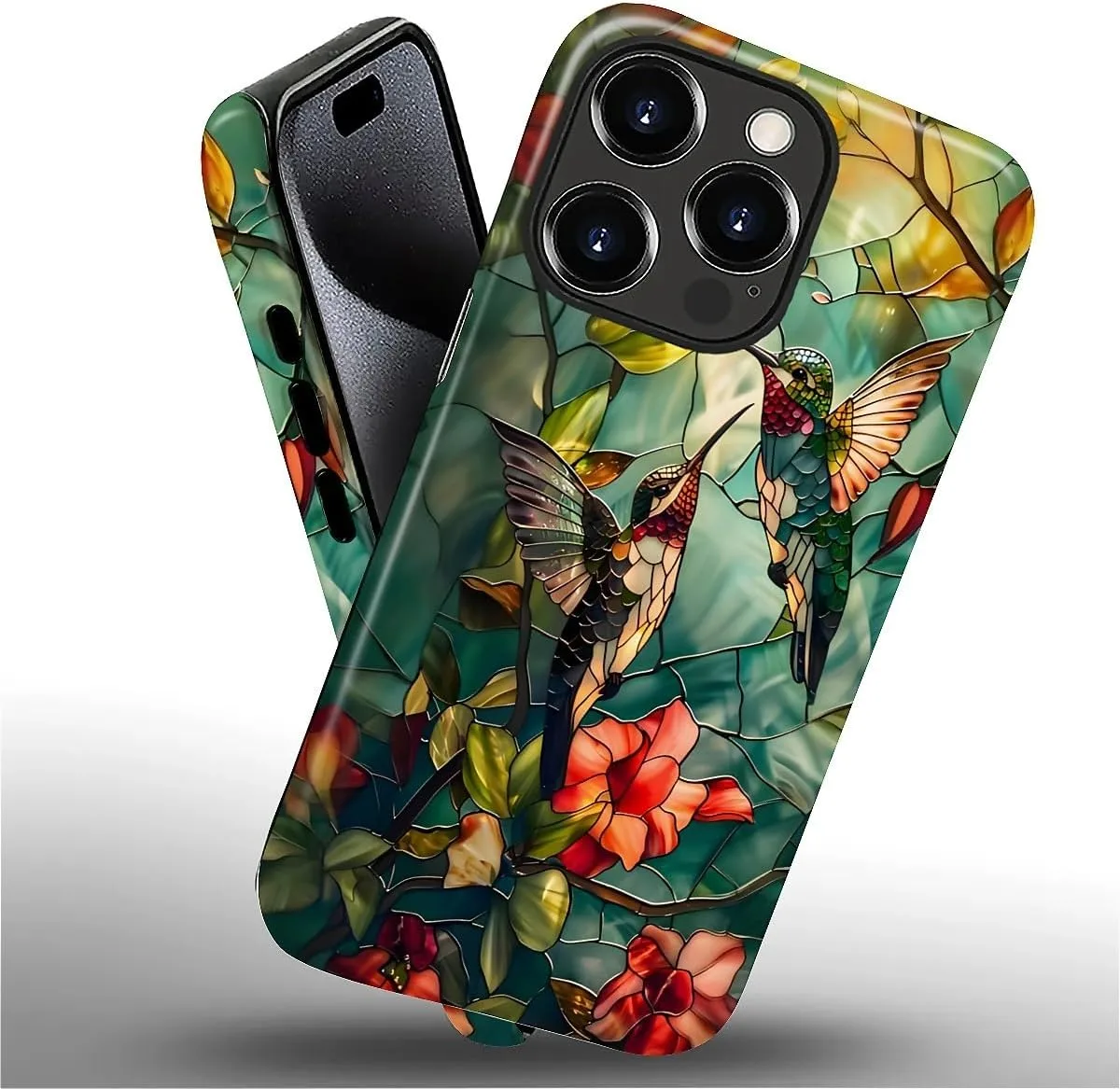 DAIZAG Case for iPhone 16 Pro,Mixed 2 Layer Design Shockproof Soft TPU Ddouble Protection Phone Case for iPhone 16 Pro-Gorgeous Hummingbird
