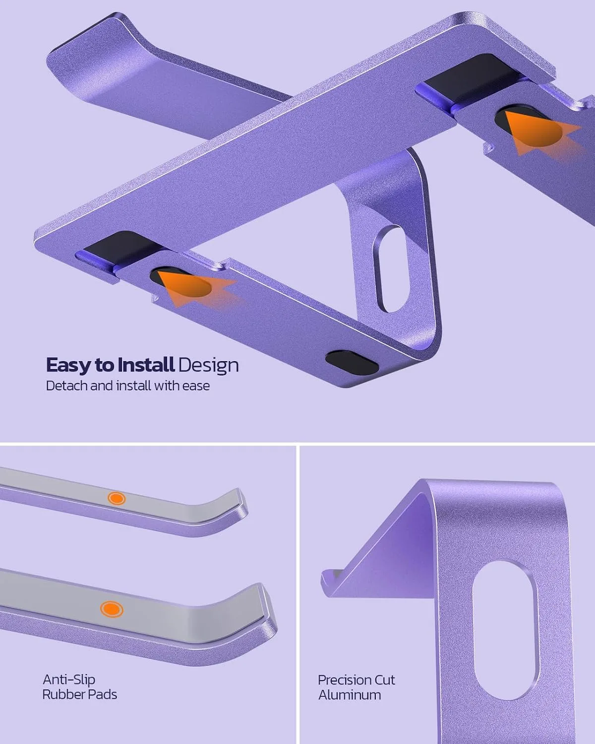 Nulaxy Full Aluminum Laptop Stand, Stable Support to 22 lbs, Purple