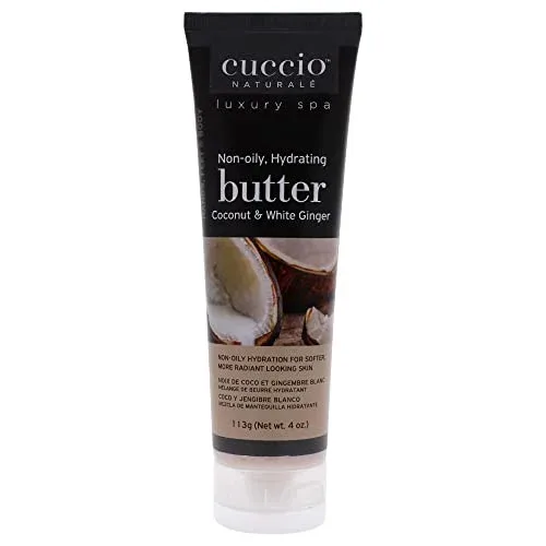 Cuccio Naturale Butter Blends - Ultra-Moisturizing, Renewing, Smoothing Scented Body Cream - Deep Hydration For Dry Skin Repair - Made With Natural Ingredients - Coconut & White Ginger - 4 Oz