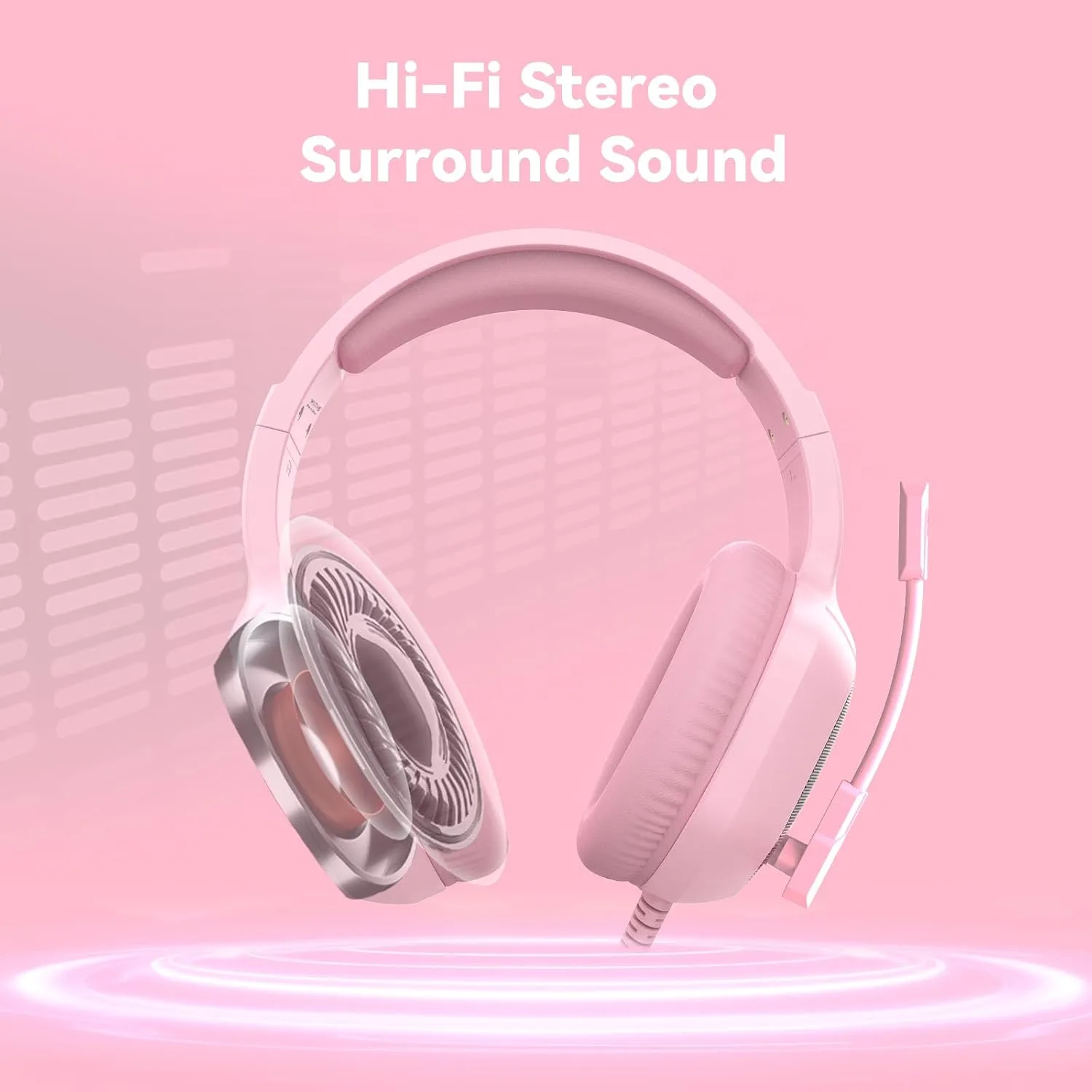 IMYB A36 Pink Gaming Headset with Mic Stereo Headphones for Pc, PS5, Xbox
