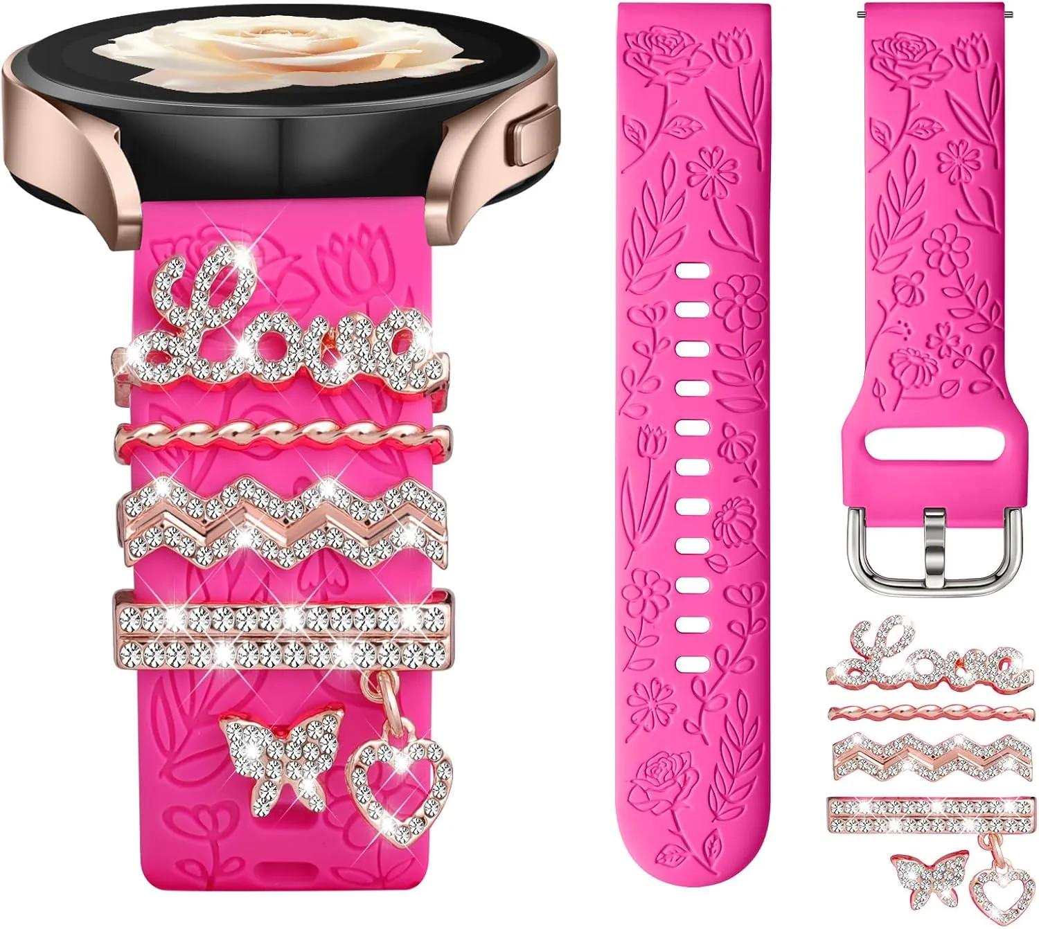 DaQin Flower Engraved Band Compatible with Samsung Galaxy Watch 7 Bands