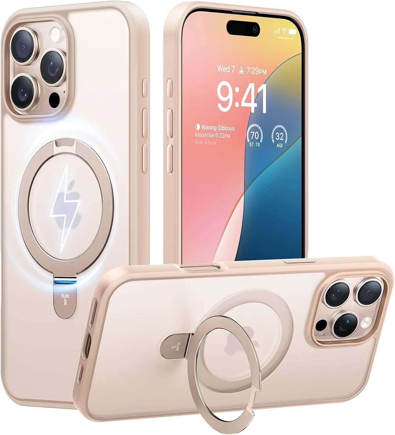 Funda con soporte magnético TORRAS para iPhone 16 Pro Max Desert Titanium